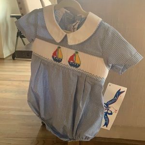 Silly Goose Smocked Sailboat Boys Bubble
